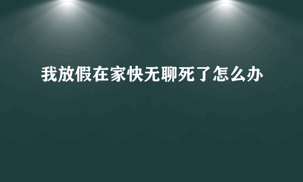 我放假在家快无聊死了怎么办