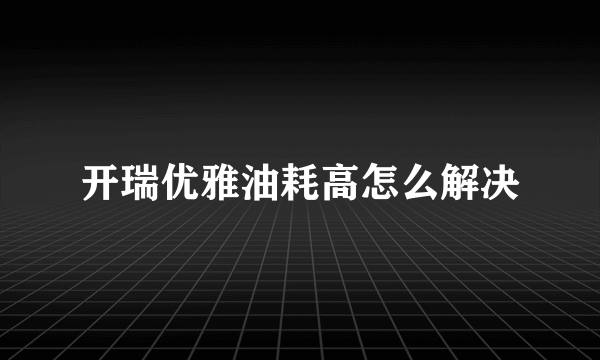 开瑞优雅油耗高怎么解决