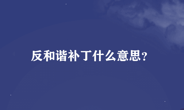 反和谐补丁什么意思？