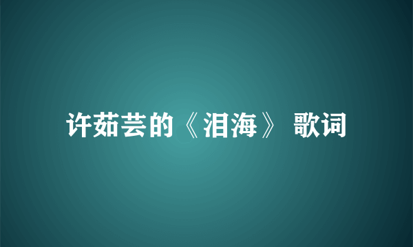 许茹芸的《泪海》 歌词