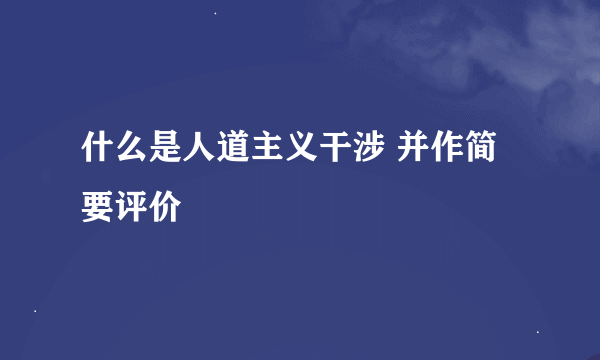 什么是人道主义干涉 并作简要评价