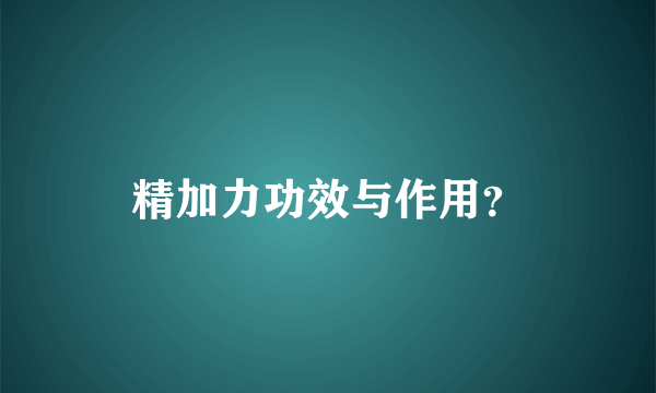 精加力功效与作用？