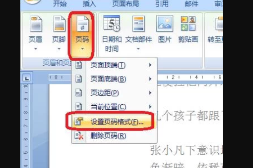 word2007怎样从中间某一页开始设置页码