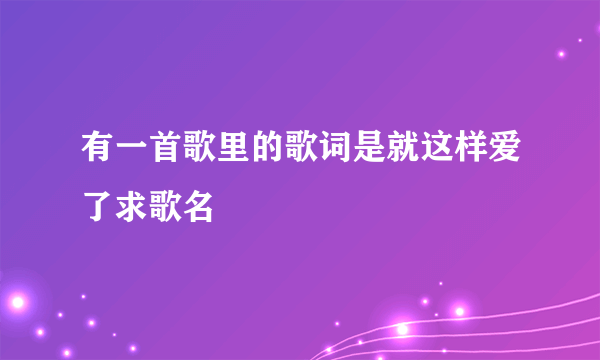 有一首歌里的歌词是就这样爱了求歌名