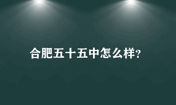 合肥五十五中怎么样？