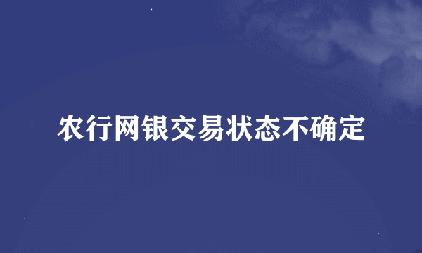 农行网银交易状态不确定