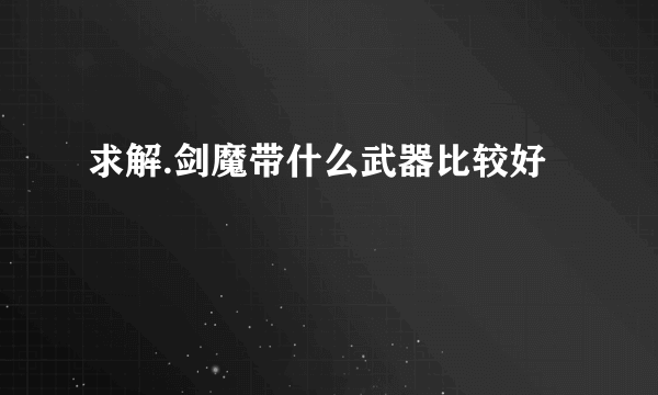 求解.剑魔带什么武器比较好