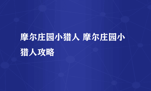 摩尔庄园小猎人 摩尔庄园小猎人攻略