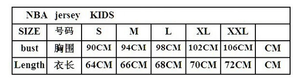 NBA球衣尺码