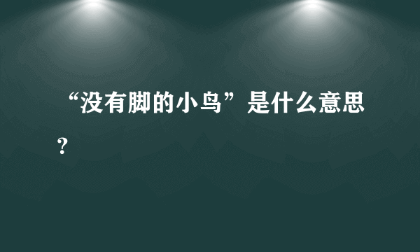 “没有脚的小鸟”是什么意思？