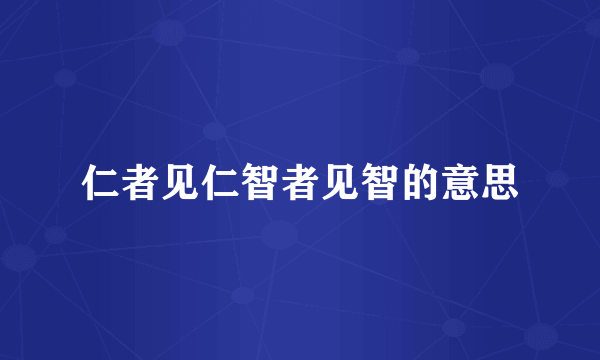 仁者见仁智者见智的意思