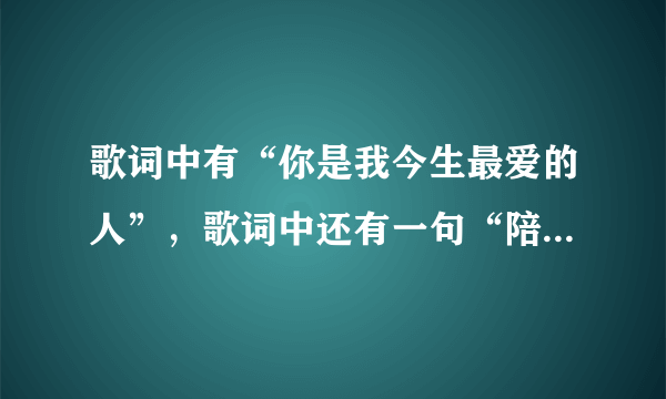 歌词中有“你是我今生最爱的人”，歌词中还有一句“陪我入睡的只有泪痕”，女生唱的，是什么歌？