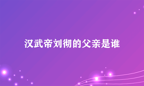 汉武帝刘彻的父亲是谁