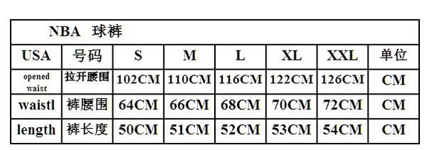 NBA球衣尺码