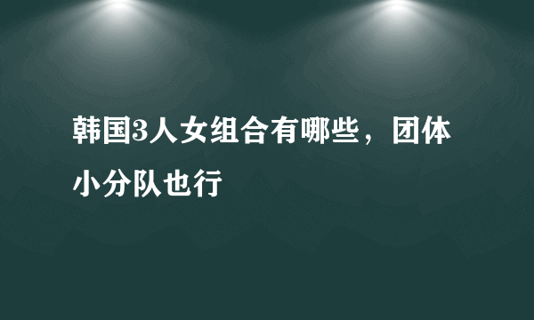 韩国3人女组合有哪些，团体小分队也行