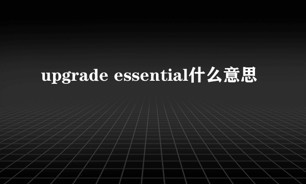 upgrade essential什么意思