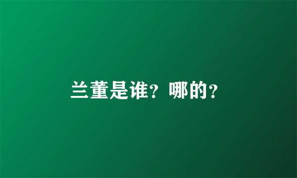 兰董是谁？哪的？