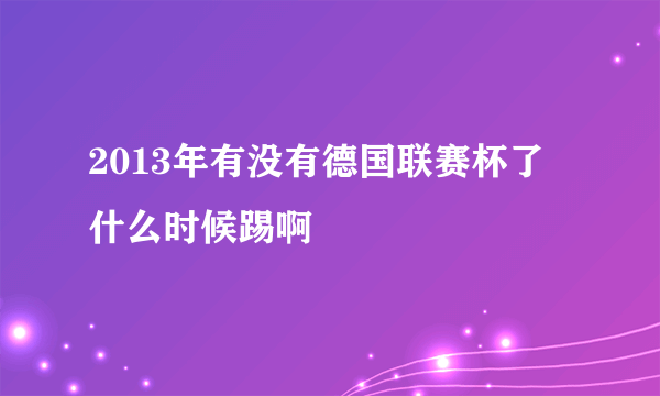 2013年有没有德国联赛杯了 什么时候踢啊