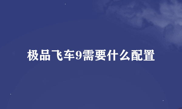 极品飞车9需要什么配置