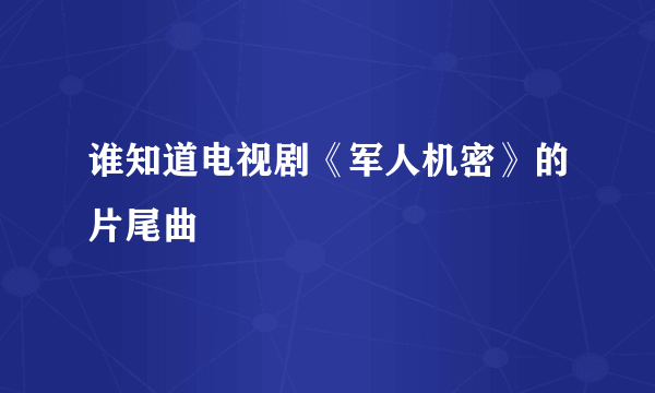 谁知道电视剧《军人机密》的片尾曲