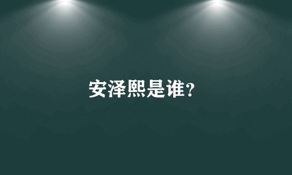 安泽熙是谁？