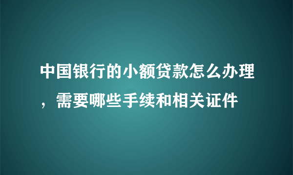 中国银行的小额贷款怎么办理，需要哪些手续和相关证件