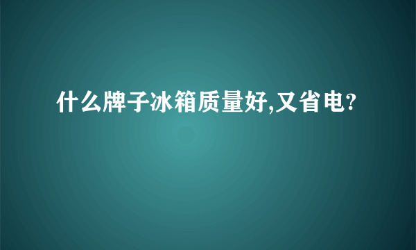 什么牌子冰箱质量好,又省电?