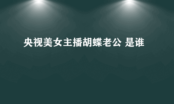 央视美女主播胡蝶老公 是谁