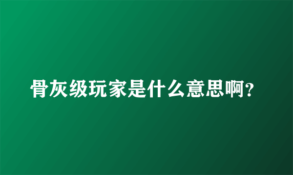 骨灰级玩家是什么意思啊？