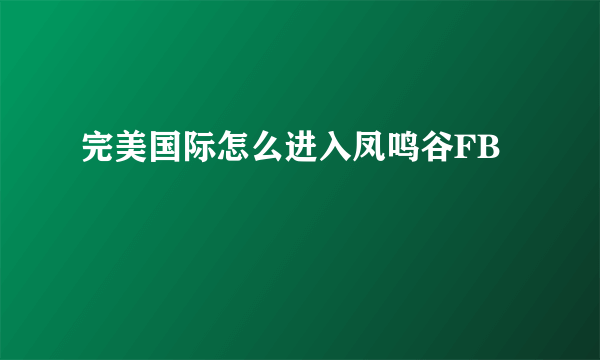 完美国际怎么进入凤鸣谷FB