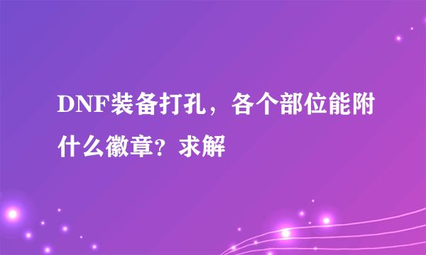 DNF装备打孔，各个部位能附什么徽章？求解