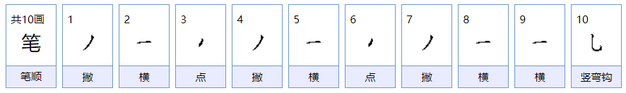 笔的组词有哪些的