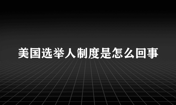 美国选举人制度是怎么回事