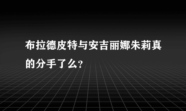 布拉德皮特与安吉丽娜朱莉真的分手了么？