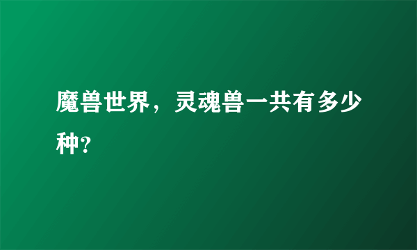 魔兽世界，灵魂兽一共有多少种？