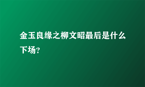 金玉良缘之柳文昭最后是什么下场？