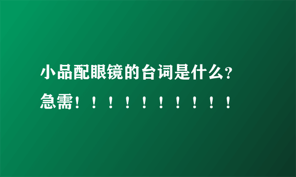 小品配眼镜的台词是什么？ 急需！！！！！！！！！！