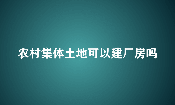 农村集体土地可以建厂房吗