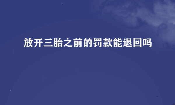 放开三胎之前的罚款能退回吗