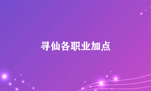 寻仙各职业加点