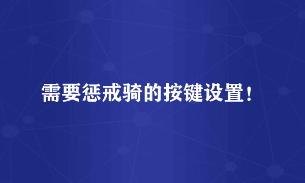 需要惩戒骑的按键设置！