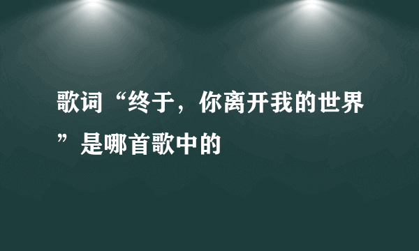 歌词“终于，你离开我的世界”是哪首歌中的