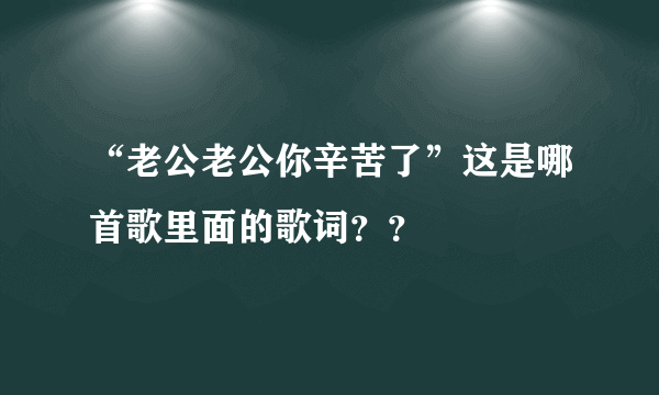 “老公老公你辛苦了”这是哪首歌里面的歌词？？