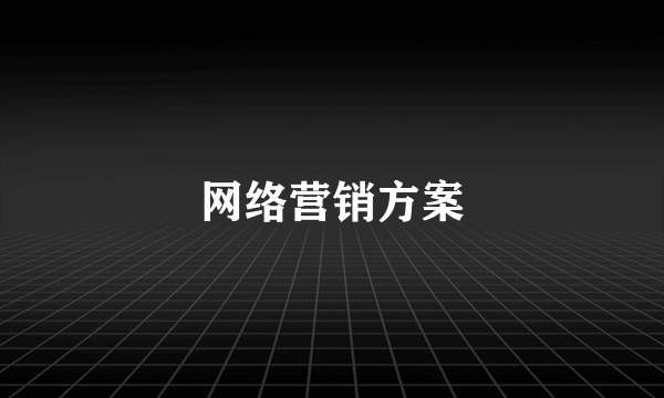 网络营销方案