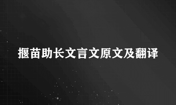 揠苗助长文言文原文及翻译