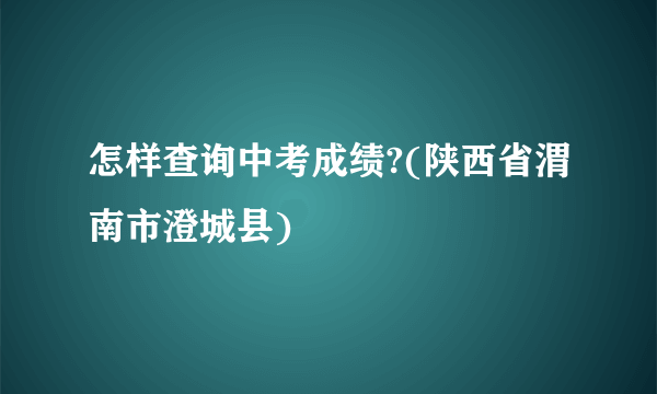 怎样查询中考成绩?(陕西省渭南市澄城县)