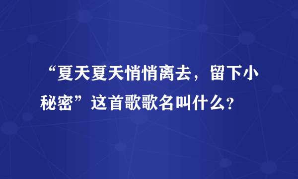 “夏天夏天悄悄离去，留下小秘密”这首歌歌名叫什么？