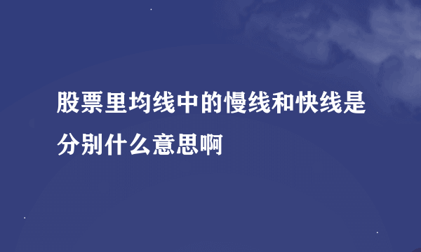 股票里均线中的慢线和快线是分别什么意思啊