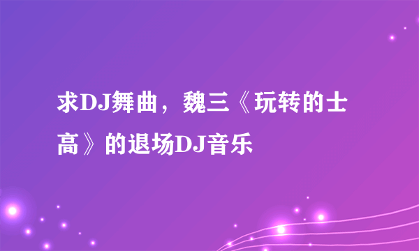 求DJ舞曲，魏三《玩转的士高》的退场DJ音乐