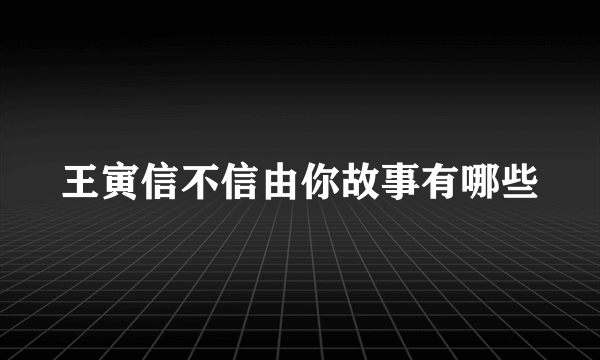 王寅信不信由你故事有哪些